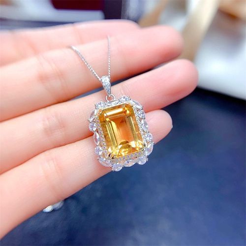 Bagues Et Pendentifs En Cristal Jaune Zircon Pour Femmes, Ensemble De Bijoux En Argent Sterling 925, Accessoires D'anniversaire Exquis