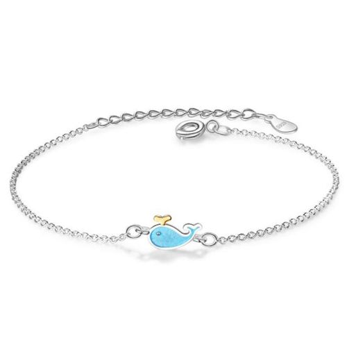 Bracelet Petit Dauphin Bleu, Mignon, Nouvelle Mode, En Argent Sterling 925 Pour Femmes Et Filles, Cadeaux De Saint Valentin