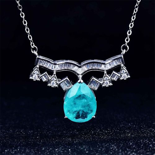 Ensemble De Bijoux En Argent Sterling 925 Pour Femmes, Collier, Bague, Boucles D'oreilles, Couronne, Cristal Bleu, Cadeaux D'anniversaire