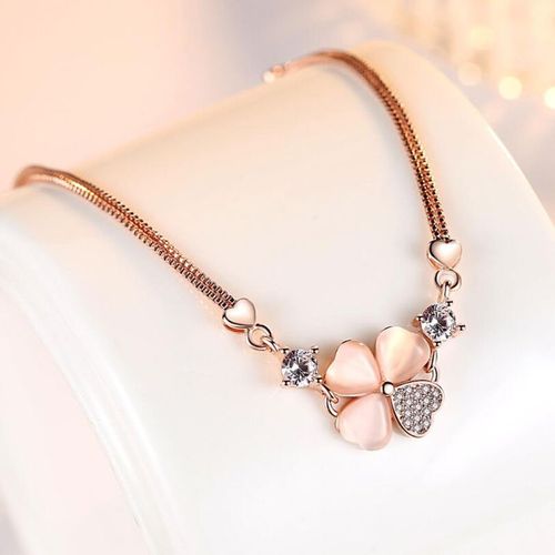 Bracelet Trèfle En Argent Sterling 925 Pour Femme, Joli Bijou De Luxe, Cristal Rose, Idéal Comme Cadeau De La Saint-Valentin