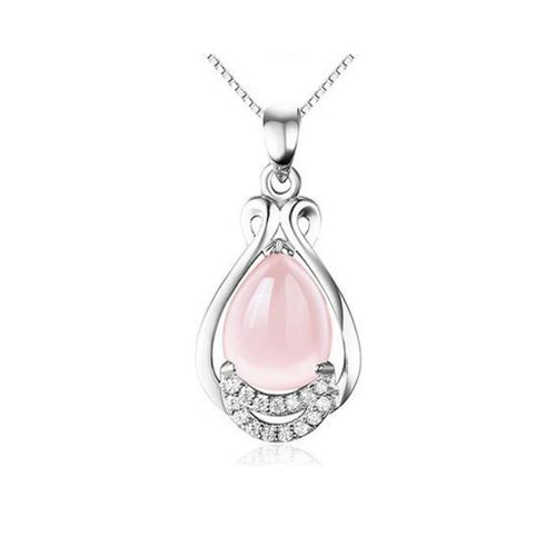 Colliers En Argent Sterling 925 Pour Femmes, Pendentif Goutte D'eau En Cristal Rose Élégant, Accessoires De Mariage