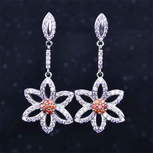 Boucles D'oreilles Créatives En Zircon Violet Pour Femmes, Bijoux En Argent, Fleur De Lavande, Cadeau D'anniversaire, Nouvelle Collection 925