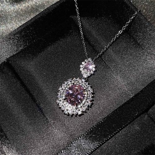 Colliers Et Boucles D'oreilles En Argent Sterling 925 Pour Femmes, Ensembles De Bijoux De Luxe En Zircon Rose Cristal, Cadeaux D'anniversaire