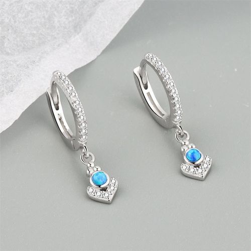 Boucles D'oreilles Bohémiennes En Zircon Bleu Pour Femmes, Bijoux En Argent Sterling 925, Accessoires De Fête