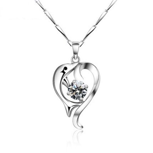 Colliers En Argent Sterling 925 Pour Femmes, Pendentif Mignon En Forme De C¿Ur De Dauphin, Bijoux En Zircon Bleu, Accessoires De Mariage Pour Dames