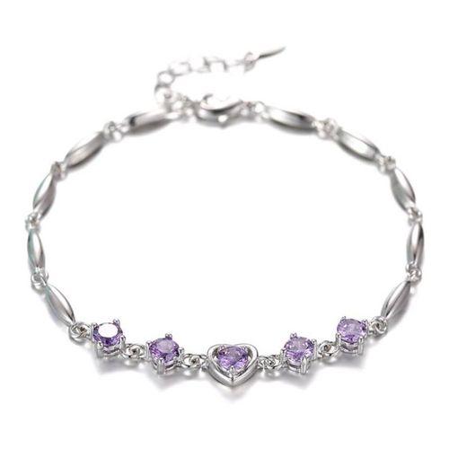 Bracelets En Argent Sterling 925 Pour Femmes, Bijoux Fins En Zircon Violet, Cadeaux De La Saint-Valentin