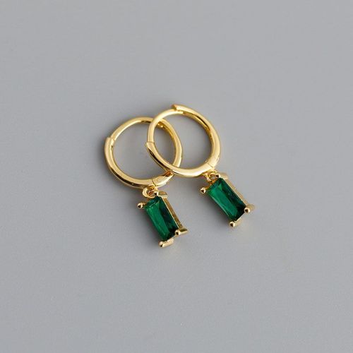 Boucles D'oreilles En Zircon Multicolore, Couleur Argent, Géométrique, Carré, Pour Femme, S-E1533