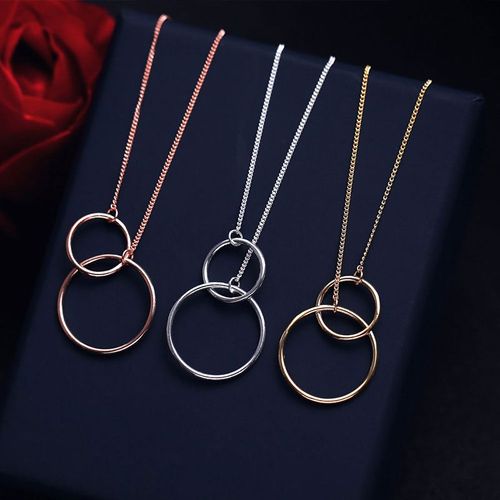 Collier Double Rond Couleur Argent, Clavicule, Chaîne En Or Rose, Bijoux Pour Femmes, Cadeau Pour Toujours, S-N333