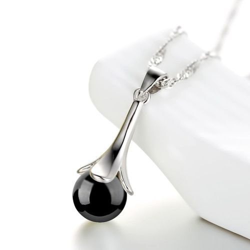 Collier Avec Pendentif En Forme De Goutte D'eau Pour Femmes, Couleur Argent, Feuille Porte-Bonheur, Rouge, Noir, Pierre, Perle Opale, Boule De Cristal, Bijoux, S-N135