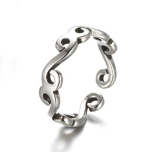Bijoux Rétro Couleur Argent, Totem Grec Noir, Bagues Réglables Ouvertes, Bijoux Thaïlandais En Argent S-R05