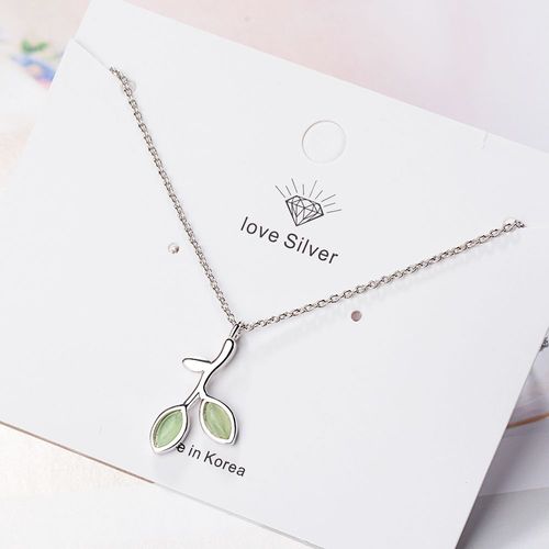 Collier Pendentif Feuilles Opale Verte, Couleur Argent, Bijoux Pour Femmes, Chaîne De Clavicule Courte, Cadeaux À La Mode, S-N301