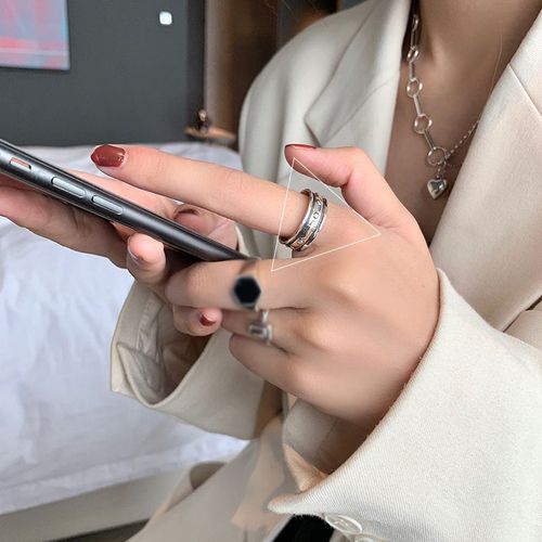 Bague En Argent Thaïlandais Pour Femmes, Anneau Ouvert Géométrique, Noir, Goutte, Glaçure Hexagonale Carrée, Bijoux S-R857
