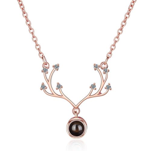 Colliers De Noël En Bois Couleur Argent Pour Femmes, Cadeau, Projection Je T'aime, S-N417