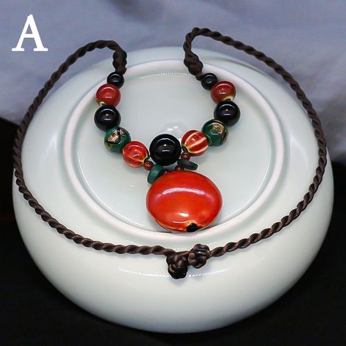 Collier Bohème Pour Femmes Et Filles, Vintage, Perles Colorées En Céramique, Pierre Tressée À La Main, Longue Chaîne De Chandail, Bijoux
