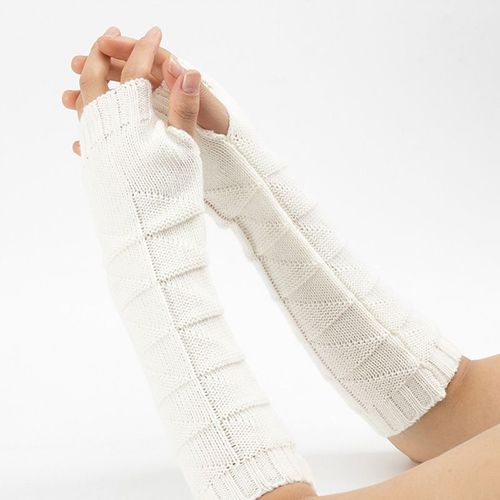 Gants Demi-Doigts En Laine Pour Hommes Et Femmes, Tricot Chaud Sans Doigts, Long, Moufle, Couleur Unie, Mode Femmes, Chauffe-Bras, Offre Spéciale, Nouveau