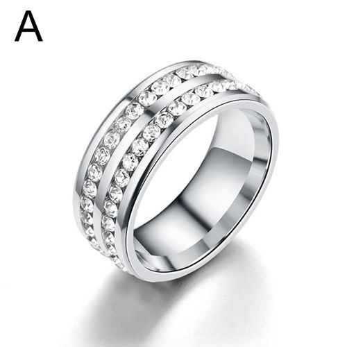 Bagues En Strass De 8mm De Largeur Pour Hommes Et Femmes, Anneaux Luxueux À Double Rangée, Bijoux Cadeaux Pour Fête De Fiançailles Et Mariage, Nouvelle Mode