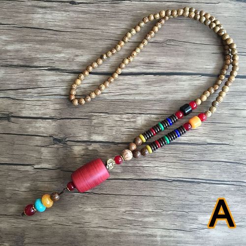 Long Collier De Perles En Bois Unisexe, Style Vintage, Imitation Ethnique, Pendentif En Jade, Chaîne De Pull, Accessoires Pour Vêtements, Bijoux Cadeaux