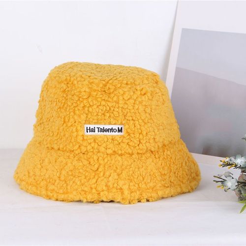 Casquette De Seau En Fausse Fourrure D'agneau, Chapeau D'hiver En Velours Épais Et Chaud Pour Femmes, Feutre Élégant En Peluche Douce, Casquette De Pêche En Plein Air