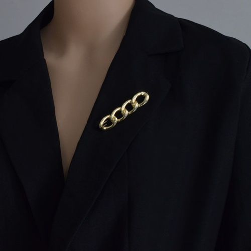 Broches De Chaîne Punk Hip Hop Minimaliste Couleur Or Argent, Broches En Métal Pour Femmes, Hommes Couple, Cadeau, Accessoires De Décoration De Manteau