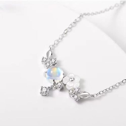 Colliers À Chaîne En Cristal Argenté Pour Femmes, Bijoux À Pampilles, Coquille De Fleur, Clavicule Douce, Vente En Gros