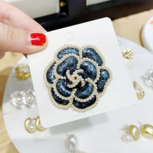 Broche Design Camélia De Luxe Pour Femme, Accessoire De Fête De Mariage, Fleur Rose, Perle