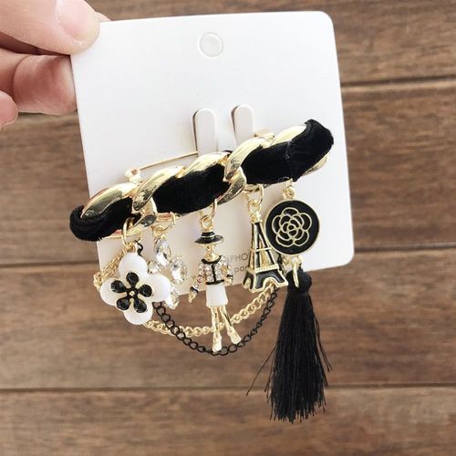 Broches De La Série Camélia Pour Femmes, Avec Pompon En Métal, Chaîne Étoile, Talons Hauts, Manteau, Accessoires De Broche Coréens Faits À La Main