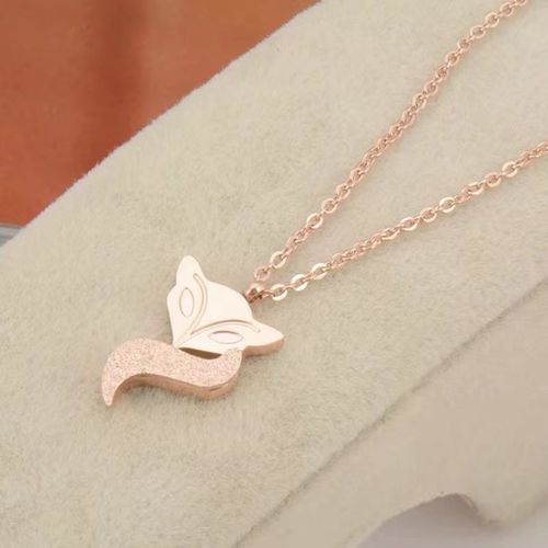 Collier Avec Pendentif En Acier Inoxydable Pour Femme, Adorable Bijou Ras Du Cou En Forme D'animal, Couleur Or Rose