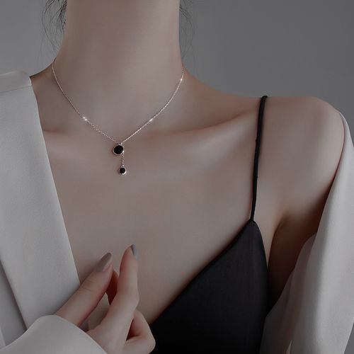 Collier À Breloques En Argent Pour Femmes, Pendentif Sexy, Clavicule, Chaîne Noire, Bijoux À La Mode, 2021