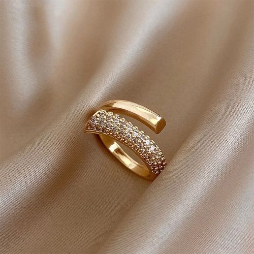 Bagues Ouvertes En Métal Doré Et Zircon Pour Femmes, Bijoux De Doigt, Mode Coréenne, Bague Exquise De Mariage Pour Filles