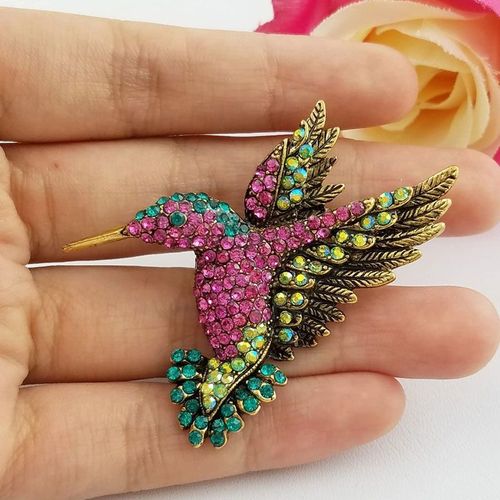 Broche En Cristal Autrichien, Oiseau Colibri Multicolore, Bijoux