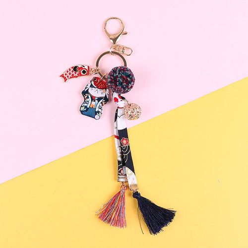 Porte-Clé Cloche Chat Porte-Bonheur Japonais Pour Téléphone Portable, Breloque En Céramique, Mignon Maneki Neko, Pendentif Disque U, Cadeau Pour Femmes, Accessoires