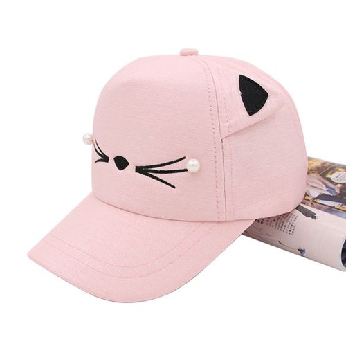 Casquette De Baseball Avec Broderie Oreilles De Chat, Chapeau Ajustable, De Marque, De Rue, Avec Perles, Pour Garçon Et Fille