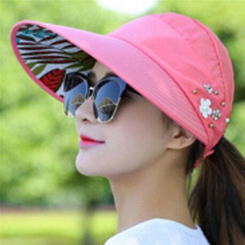 Soleil Chapeaux Pour Femmes Visières Chapeau Pêche Fisher Plage Chapeau Uv Protection Casquette Noir Décontracté Femmes Été Casquettes Queue De Cheval Large Bord Chapeau