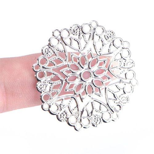 50 Pièces Or/Bronze/Rhodium Plaqué Filigrane Fleur Enveloppes Connecteurs Pour La Fabrication De Bijoux Résultats Bricolage Pendentif À Breloque