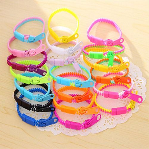 Lot De 10 Bracelets Fluorescents En Métal À Fermeture Éclair, Néon, Cadeaux Créatifs