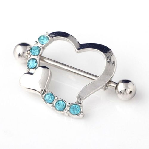 2 Pièces Cristal Strass Coeur Corps Mamelon Anneau De Mode Bijoux Barre Haltère Percer Anneau Corps Bijoux