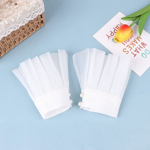 Pull En Dentelle Florale Pour Femmes, Manches Artificielles, Ajouré, Manchettes Brodées En Corne, Volants, Élastique Au Poignet
