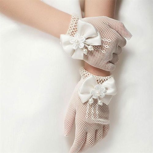 Gants De Princesse De Mariage, En Maille, N¿Ud Papillon, Accessoires De Cérémonie D'anniversaire Pour Enfants, Gant De Performance Pour Filles