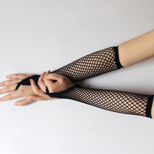 Gants En Résille Sans Doigts Pour Femmes, Solides, En Dentelle, Longs, Respirants, Pour Spectacle, Danse