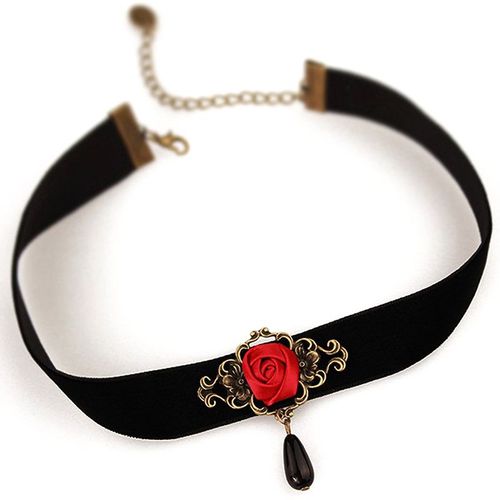 Collier Ras Du Cou Rose Élégant Pour Femmes, Accessoires Gothiques, Bijoux De Fête, Vintage, Collier Et Pendentif