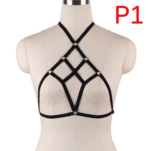 Évider Les Femmes Gothique Sexy Élastique Cage Haut Court Soutien-Gorge Érotique Lingerie À Bretelles Soutien-Gorge Bustier Bandeau Soutien-Gorge Noir Harnais