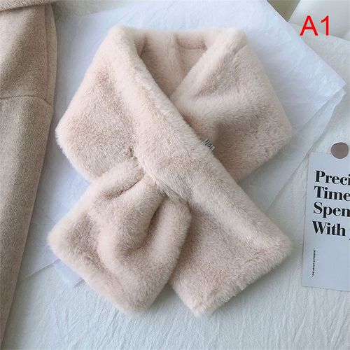 Écharpe Épaisse En Fausse Fourrure Pour Femme, Couleur Unie, Élégante, Chaude, Chaude, En Peluche, Col Croisé, Hiver