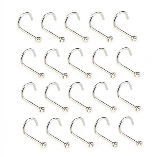 Lot De 20 Clous De Nez, Crochets, Barre De Piercing Corporel, Bijoux En Acier Inoxydable, Cristal Strass Pour Femmes
