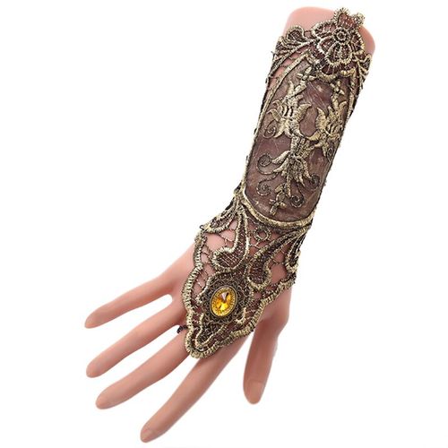 Manchettes En Dentelle Steampunk Gothique, Sans Doigts, Gants Chauffe-Bras, Bracelet En Dentelle Noire, Accessoires D'halloween, 1 Pièce