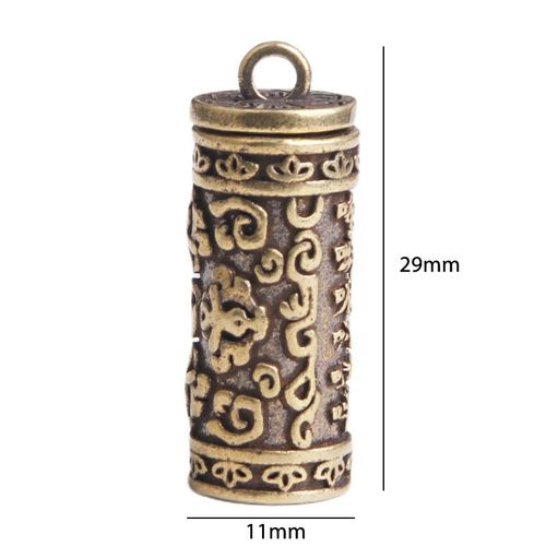 Porte-Clé En Laiton Bouddha Guanyin Sutra, Cylindre Pendentif, Collier, Bijoux Boîte À Pilules, Étui À Médicaments, Bouteille Porte-Clé