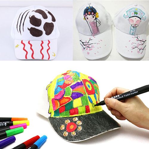 Casquettes Blanches De Style Hip Hop Peintes À La Main Pour Enfant, Chapeaux De Baseball Vierges Pour Décoration De Fête