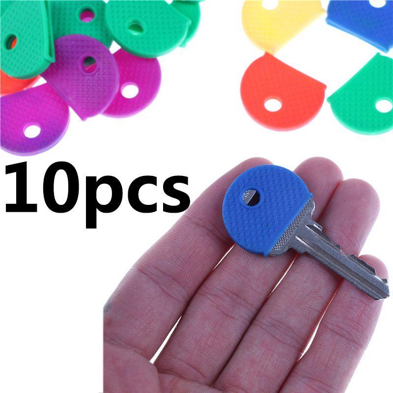 Porte-clés en caoutchouc creux multicolore, 10 couleurs, accessoires pour  clés de maison, bouchons souples