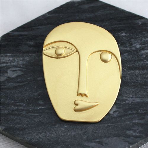 Broche En Métal Doré Mat, Nouvelle Collection, Cadeau De Fête, Visage De Fée Lune Exagéré, Pour Femmes Et Hommes