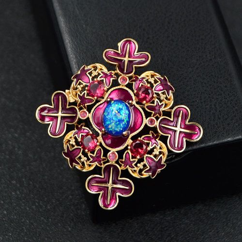 Broches Croisées En Émail Pour Femmes, Style Cassé, Pierre Bleue, Baroque, Cubique, Bijoux De Luxe, Haute Qualité