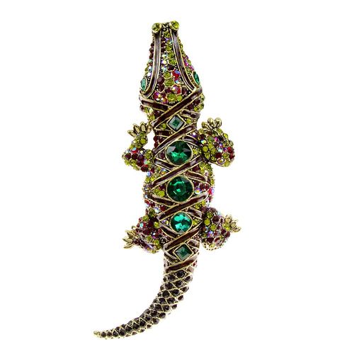Grandes Broches Crocodile Pour Femmes, Matériau En Verre, Haute Qualité, Bijoux D'hiver De Luxe